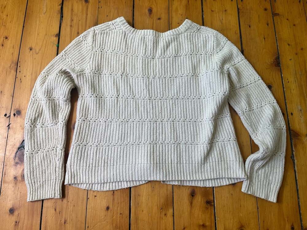 Madewell Women's Cream Textured Cable Knit Crewneck Sweater Small - Picture 7 of 7